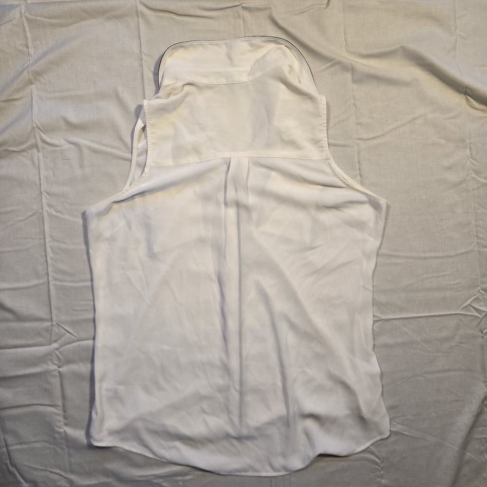 Express Womens Portofino V-Neck Button-Down Sleeveless Blouse Shirt White Size L - Picture 5 of 9